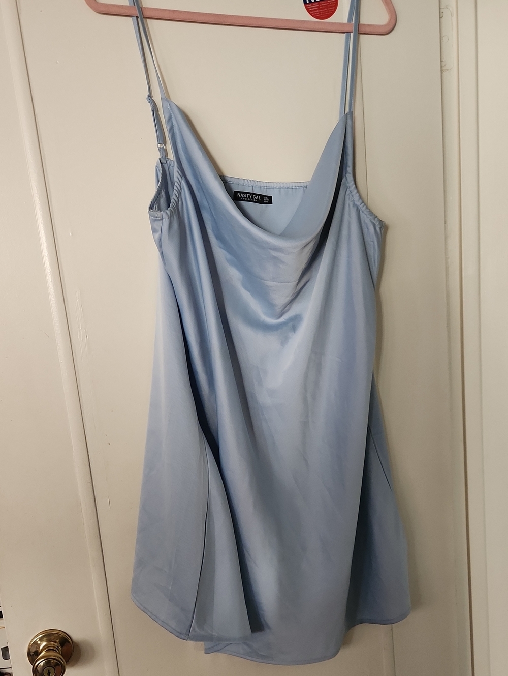 Nasty Gal Pale Blue Satin Cowl Neck Mini Dress